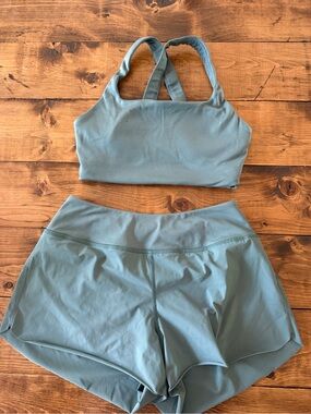 NOBULL Sage Green Active Bra and Shorts Set